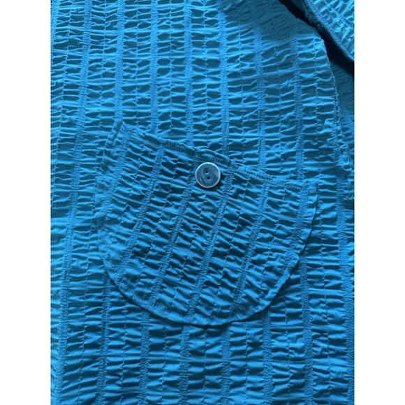 Habitat Clothes to Live In Women Crinkle Top Size Medium Buttons Stretch Artsy - Picture 5 of 12